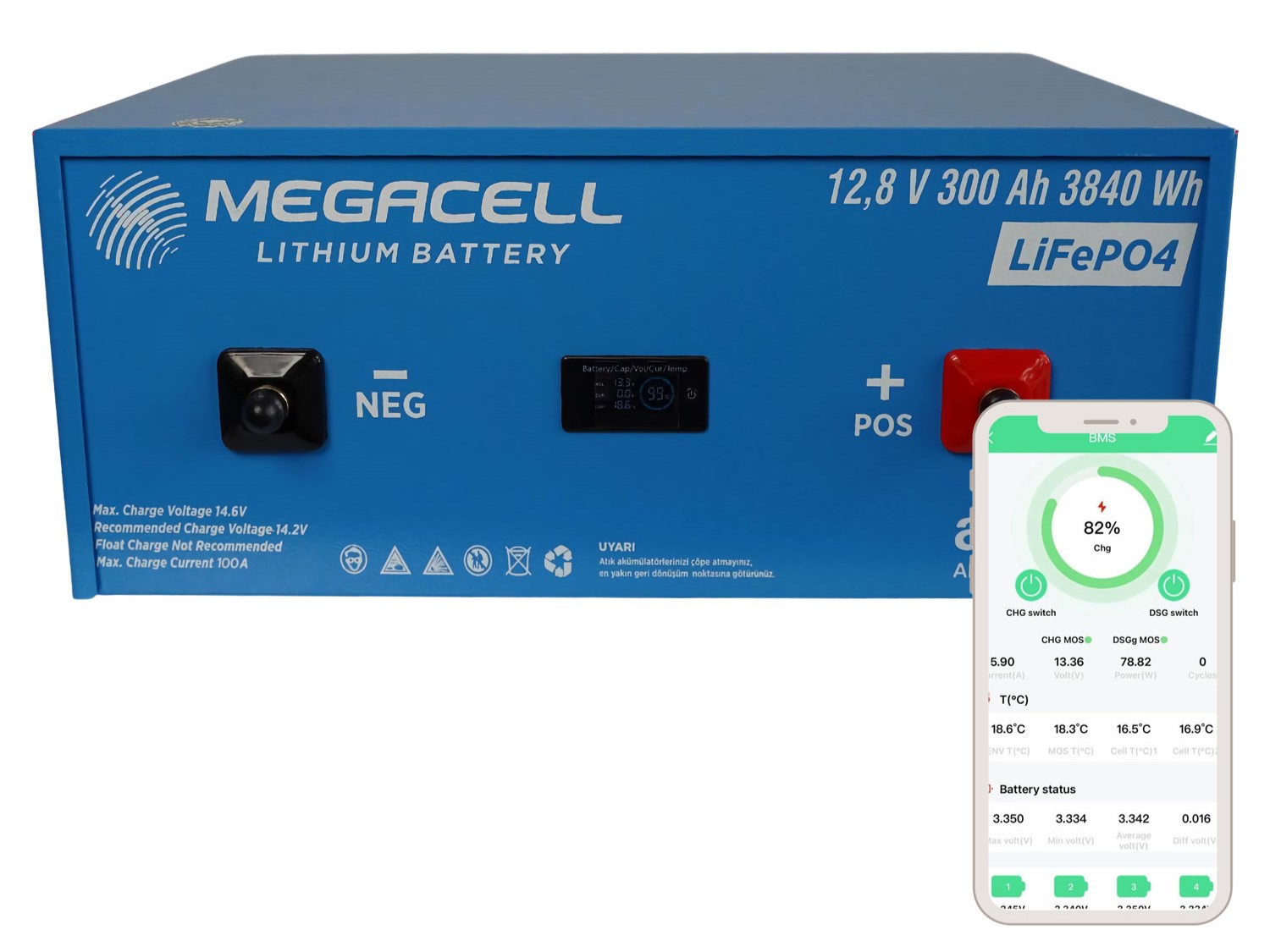 Megacell 300Ah Bluetoothlu Lityum Akü