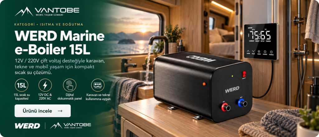 WERD Marine e-Boiler 15L — 12V / 220V karavan su ısıtıcısı. Ürünü incele.